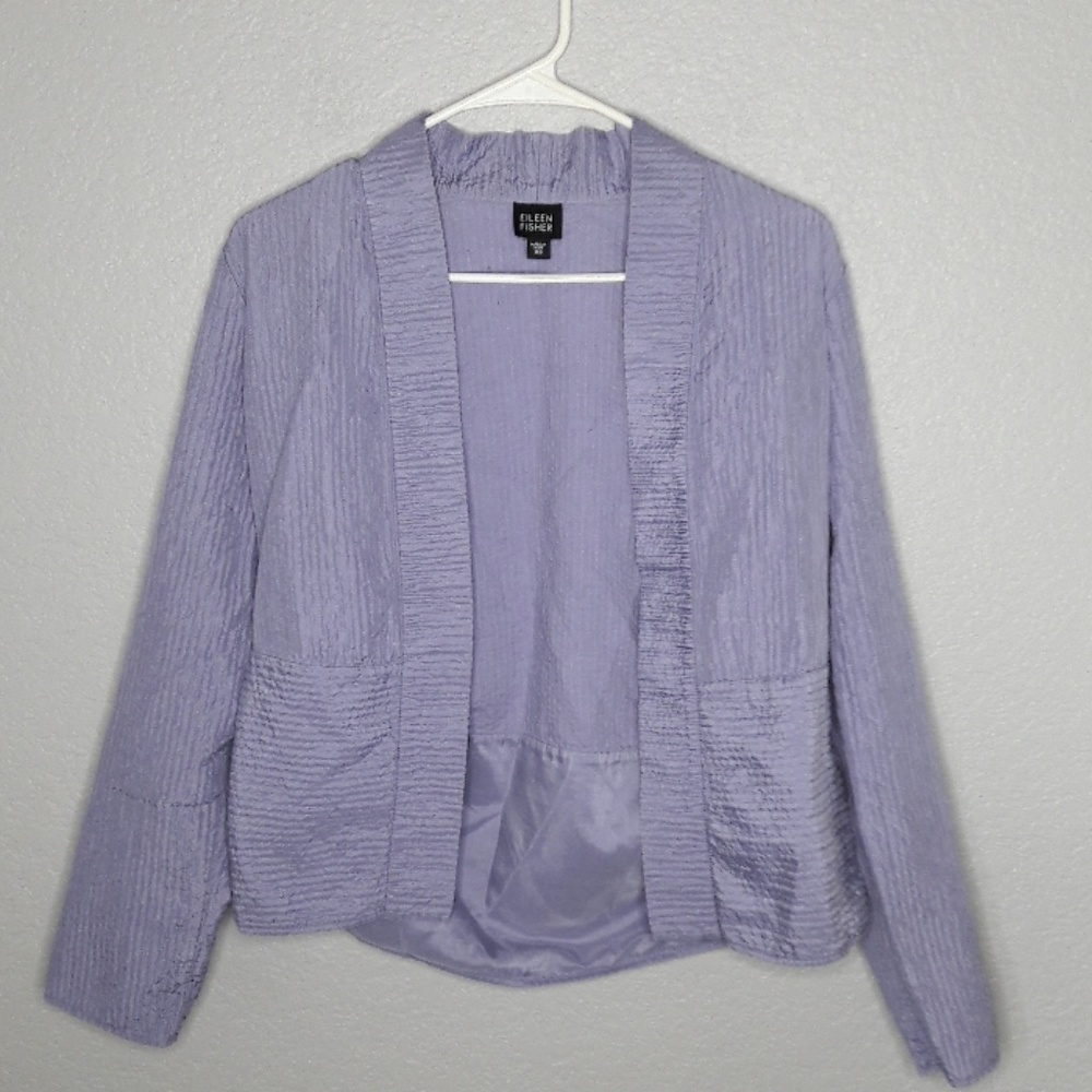 Eileen Fisher Lavender Open-Front Textured Blazer